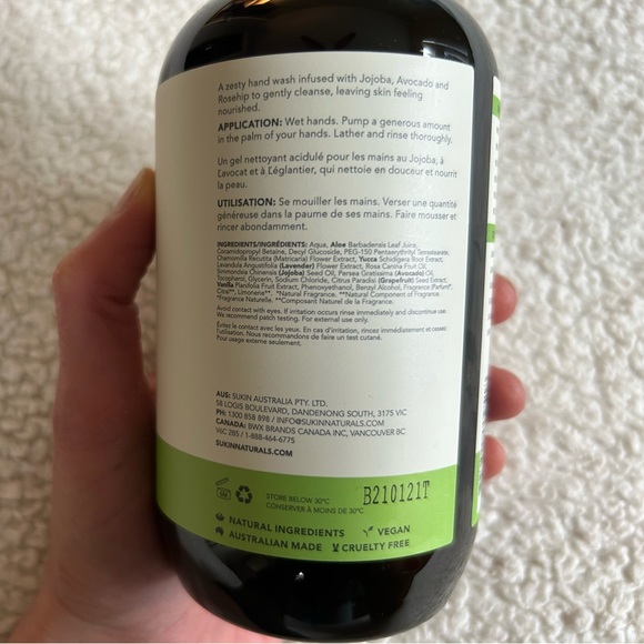 NEW Sukin Cleansing Hand Wash, Lime & Coconut - Picture 3 of 4